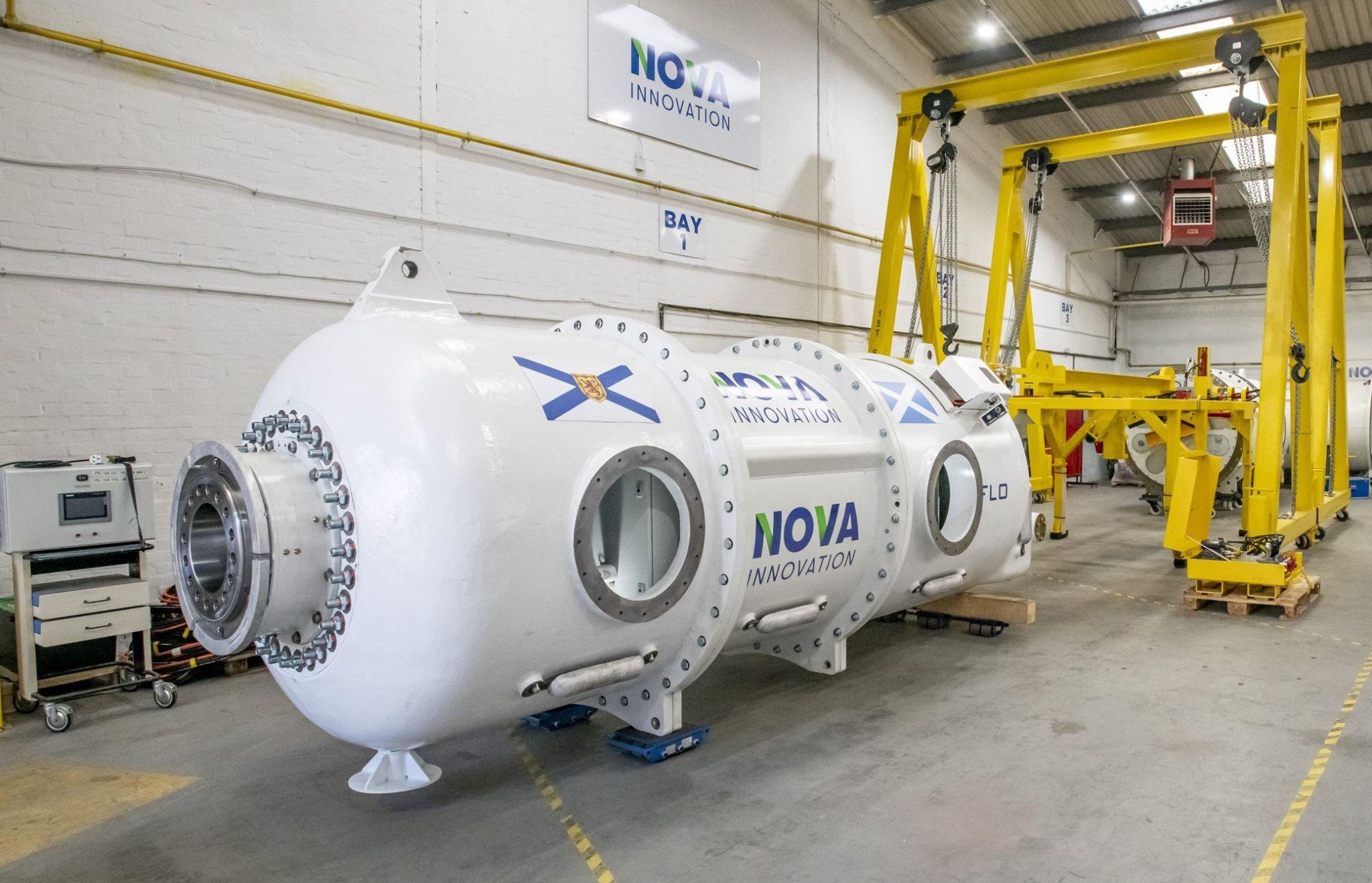 Tidal energy company Nova Innovation equipment in a warehouse
